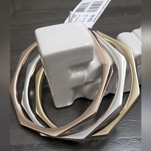 Addtion Elle 3 Color Bangle Set Gold/Silver/Rose Gold NWT